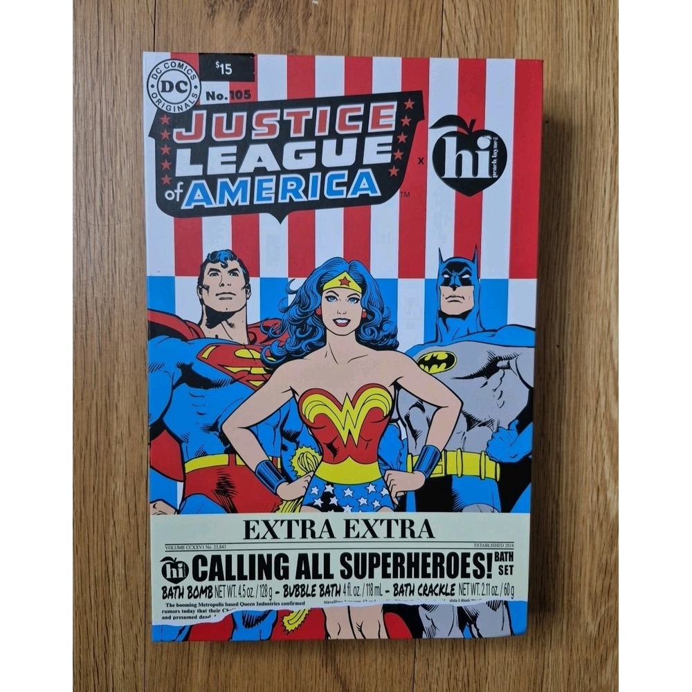 Justice League x Hi Peach Layne Bath Set- Bath Bomb Bath Crackle Bubble Bath New